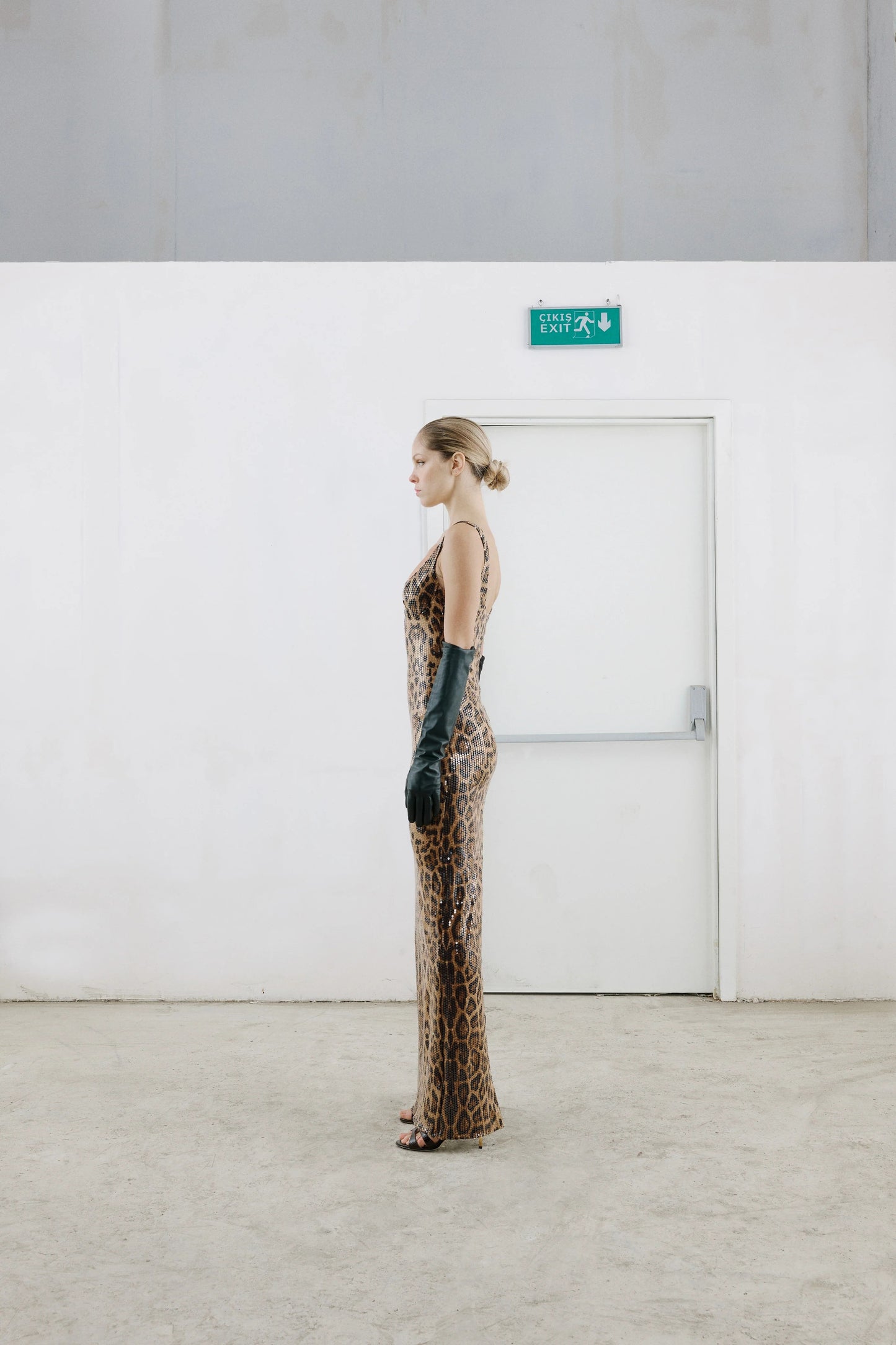 Cape Animal Print Maxi Dress HV0036