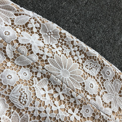 Strapless Floral Crochet Midi Dress White HV1778