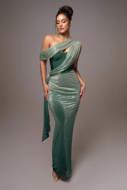 Draped Strapless Corset Maxi Dress HV1387