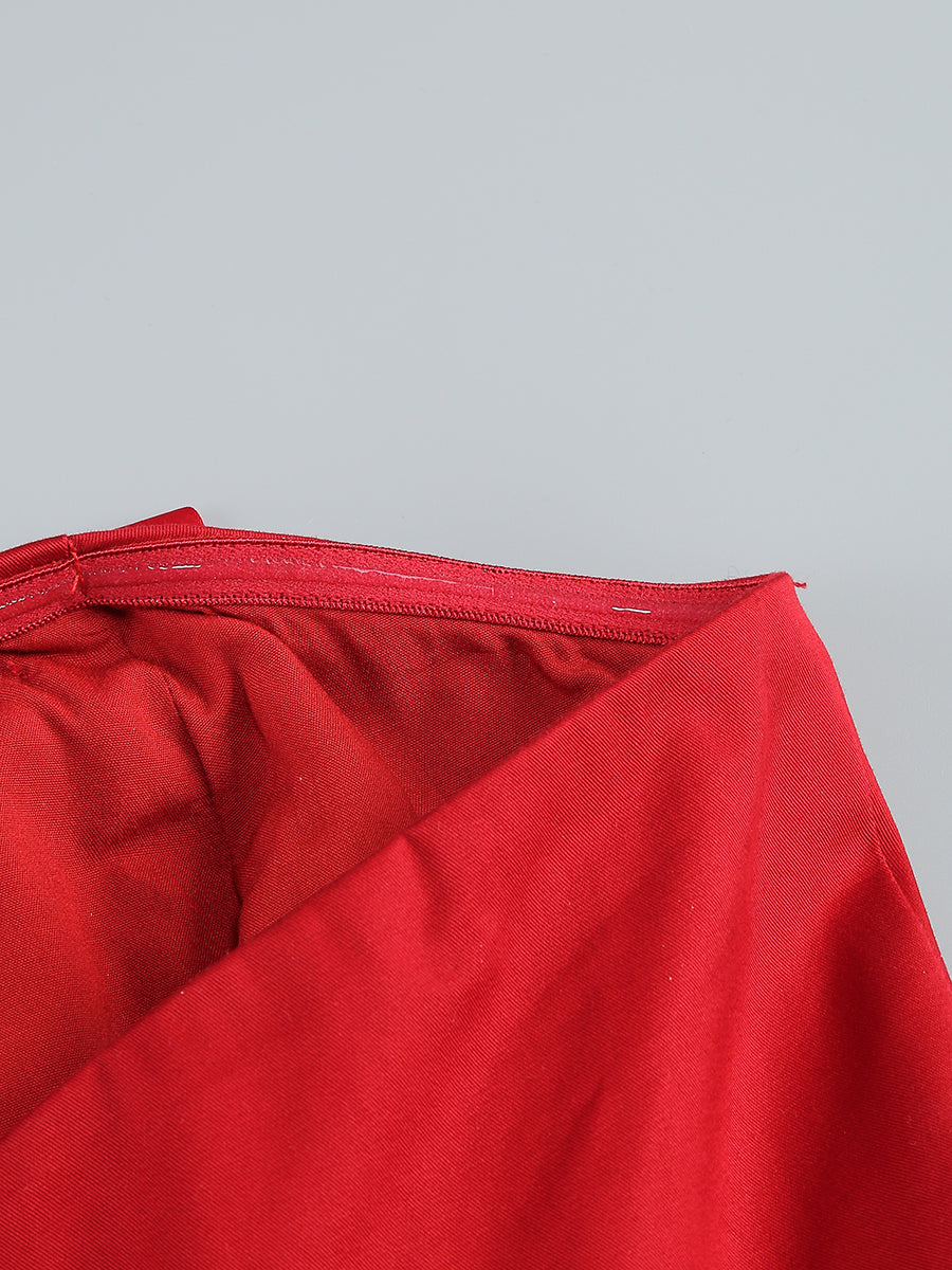 Strapless Bow Detail Midi Dress Red