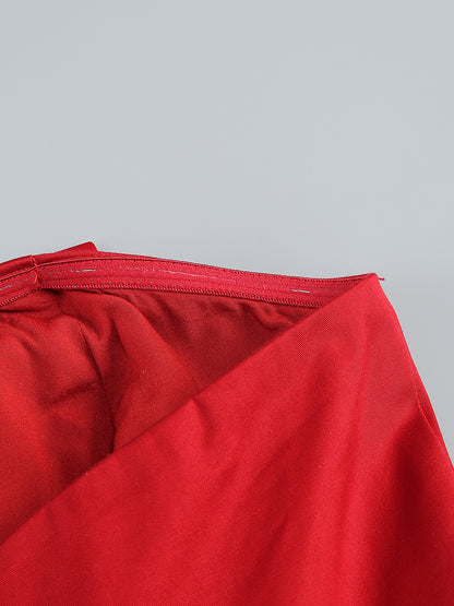 Strapless Bow Detail Midi Dress Red