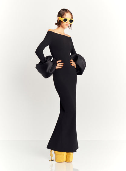 Long Sleeve Bardot Maxi Dress Red HV1855