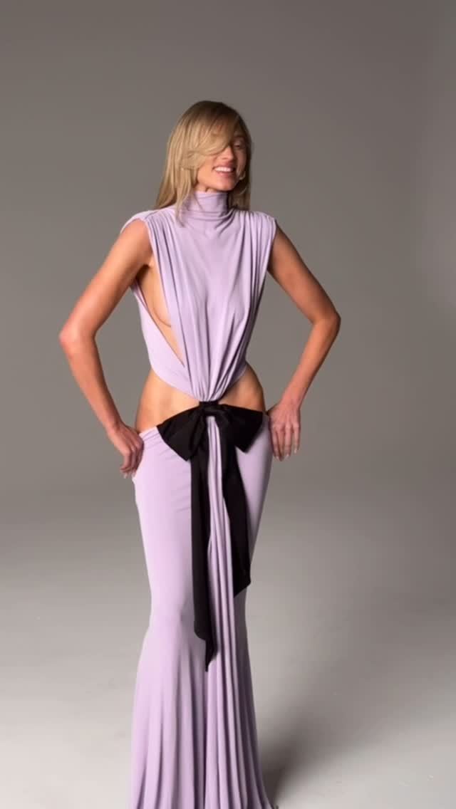 Bow Backless Maxi Dress Lavender HV2269