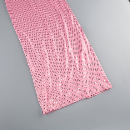 Silver Polka Dot Bustier Maxi Dress Pink HV1746