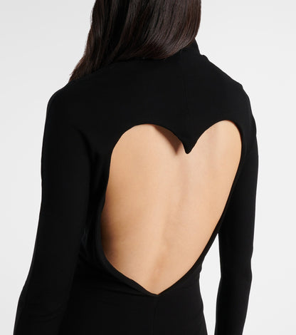 Long Sleeve Heart Cut Out Maxi Dress Black HV0046