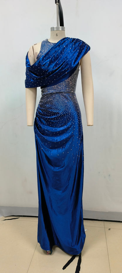 Studded Draped Maxi Dress Blue HV1636