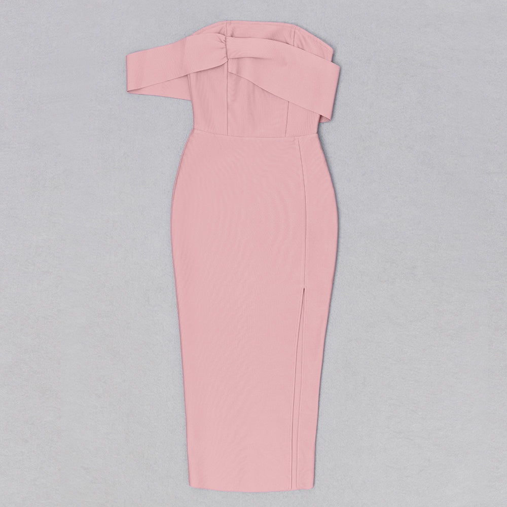 Off Shoulder Midi Dress Pink HV8507