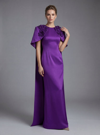 Floral Detail Cape Maxi Dress Purple HV2935