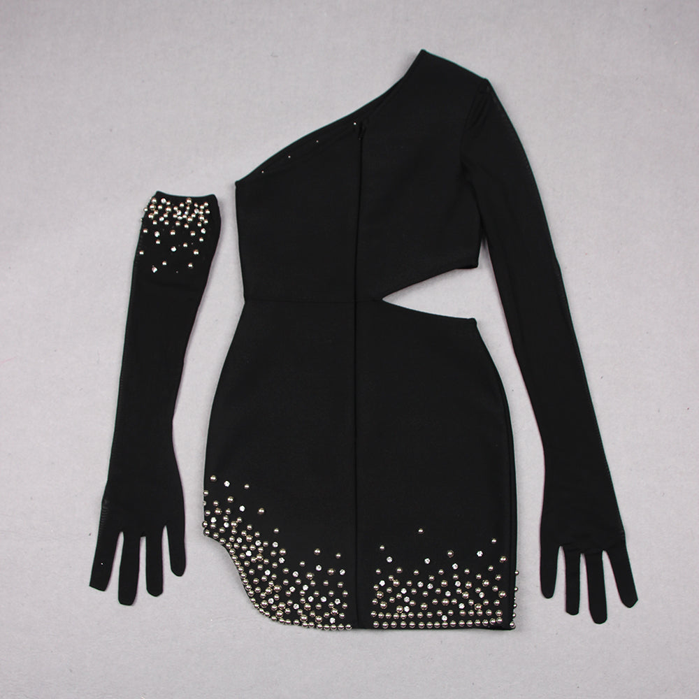 Long Sleeve Studded Dress Black HV9280