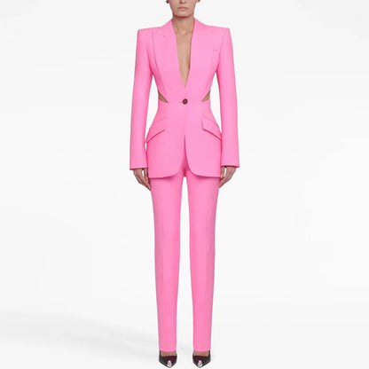 Long Sleeve Mesh Insert Suit Pink HV1485