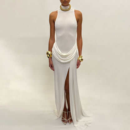 Draped Detail Maxi Dress White HV2650