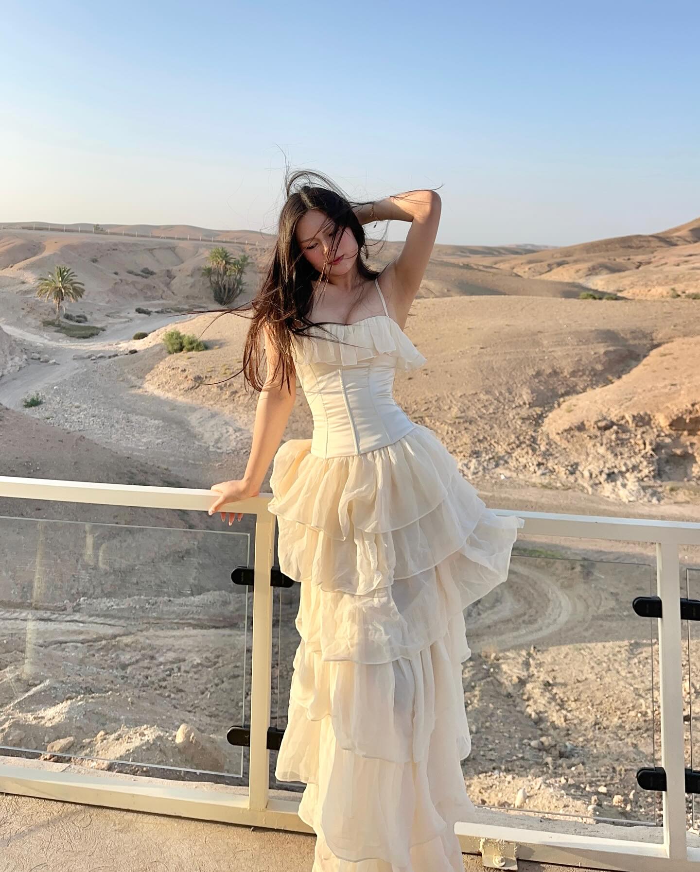 Corset Ruffle Maxi Dress Ivory HV2514