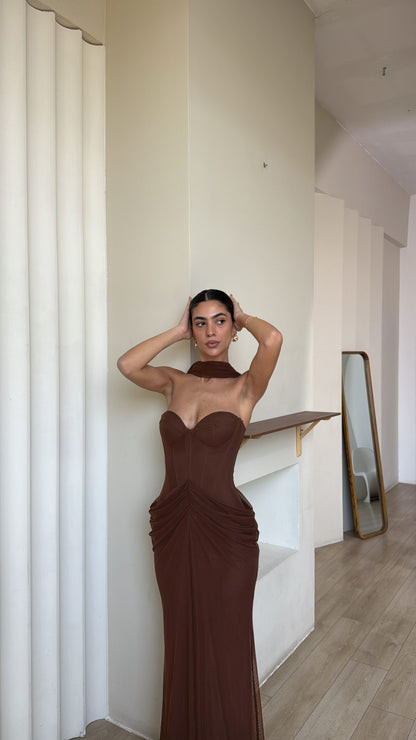 Strapless Draped Maxi Dress HV2692