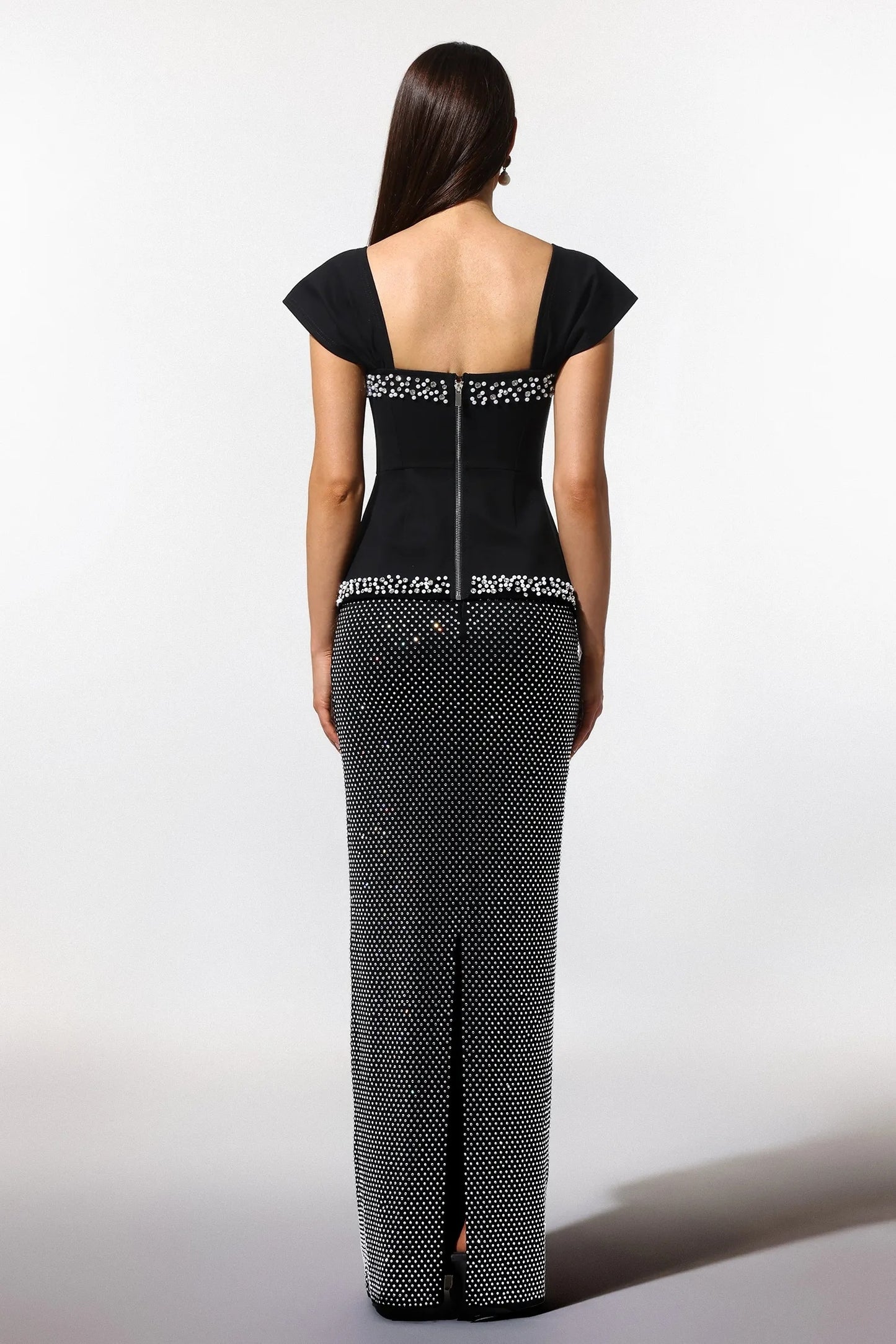 Crystal Two Piece Maxi Dress Black HV2645