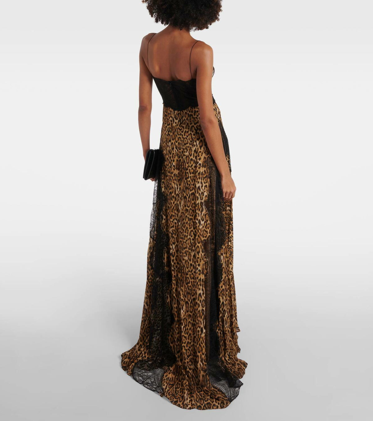 Animal Print Lace Insert Maxi Dress HV3144