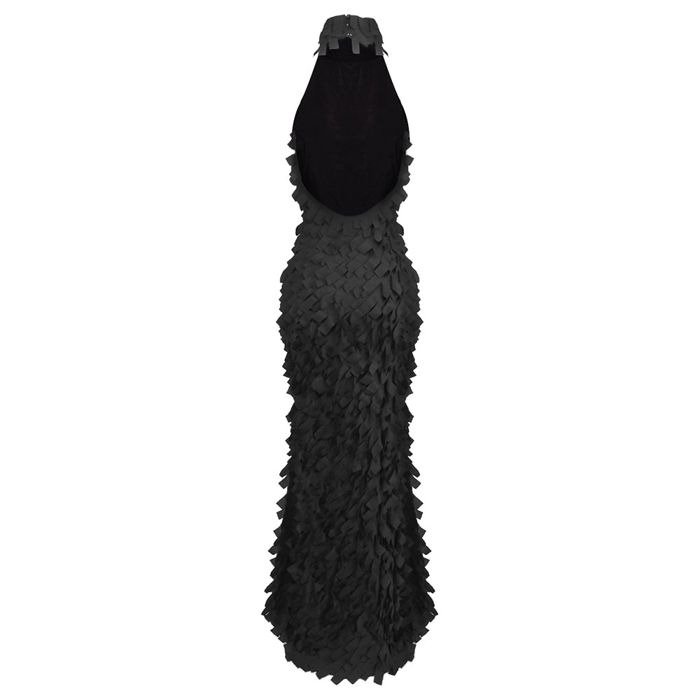 Halter Petal Detail Maxi Dress  HV0156