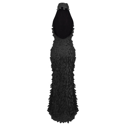 Halter Petal Detail Maxi Dress  HV0156