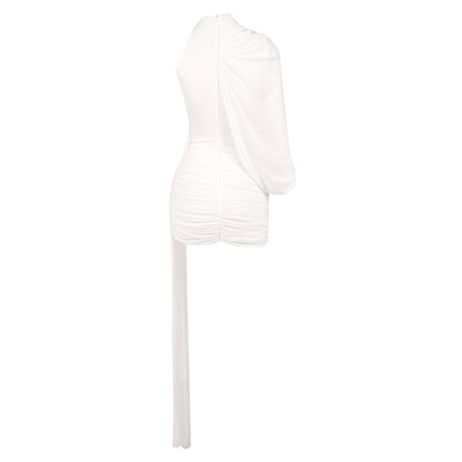 One Shoulder Draped Dress White HV0077