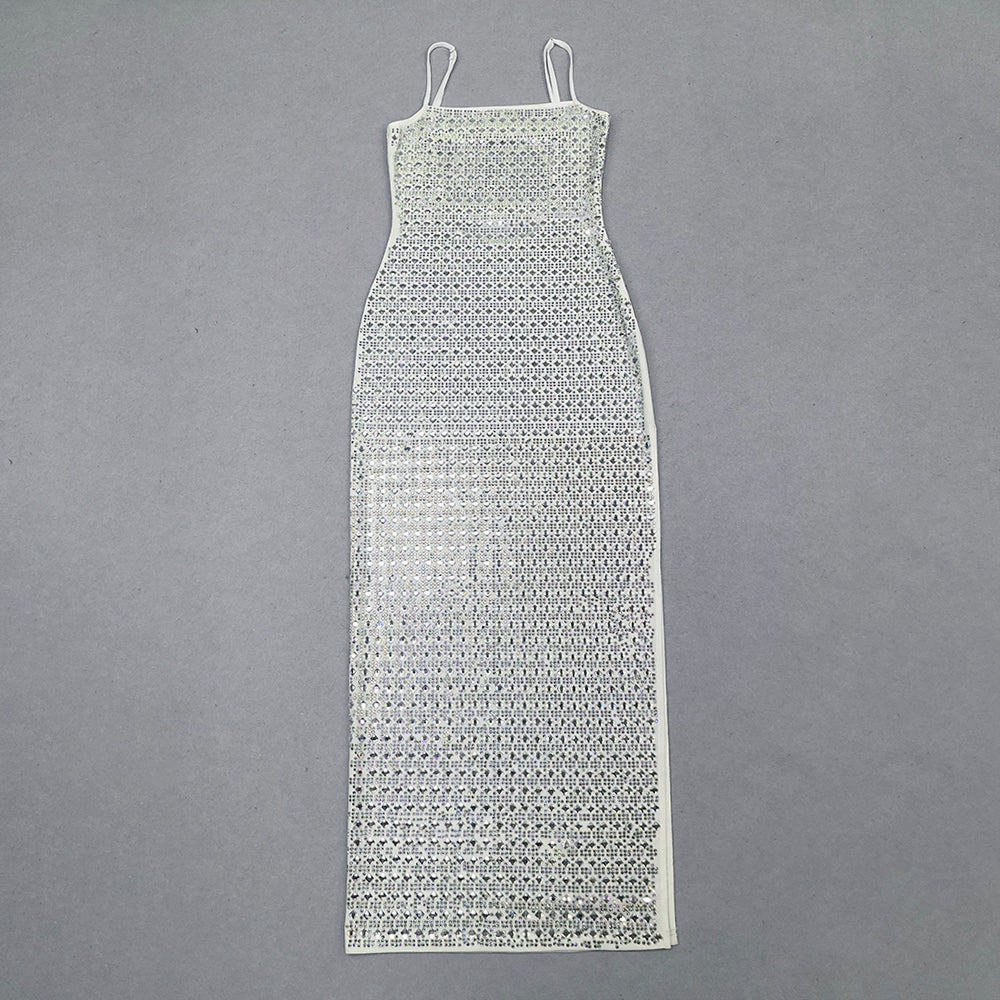 Embellished Backless Maxi Dress Grey HV1293