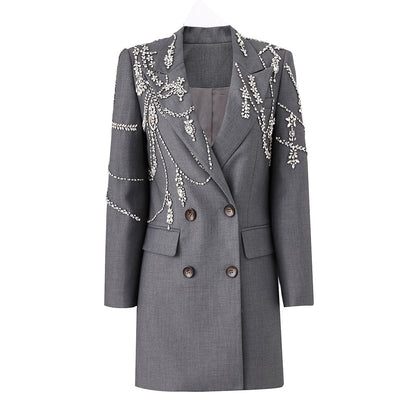 Long Sleeve Crystal Embellished Blazer