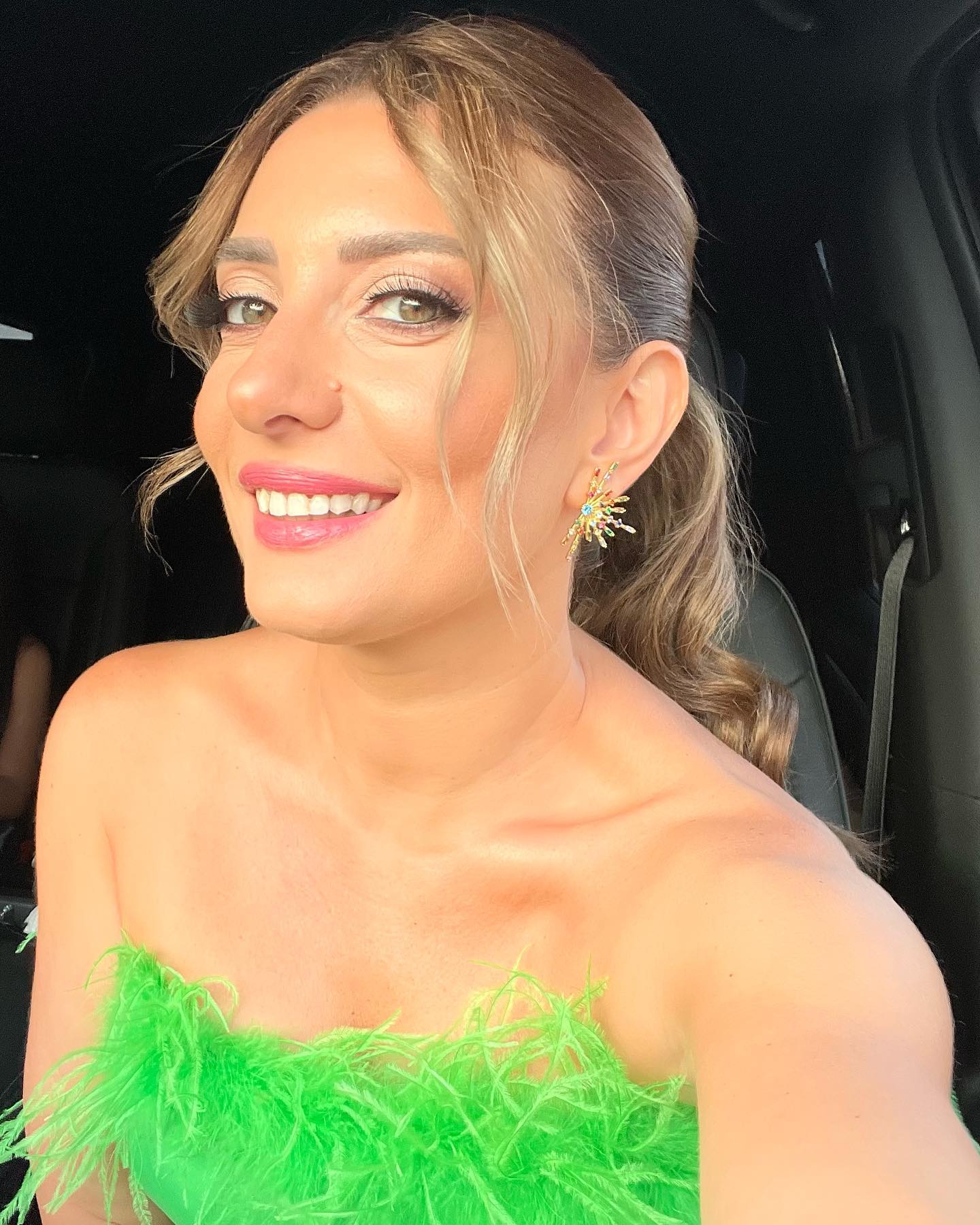 Strapless Feather Jumpsuit Green HV0009