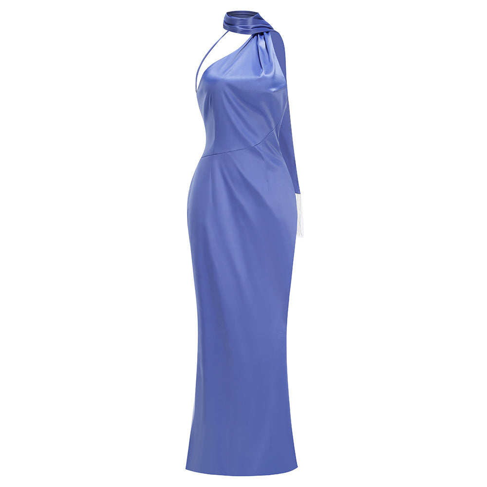 Halter Scarf Maxi Dress Blue HV2937