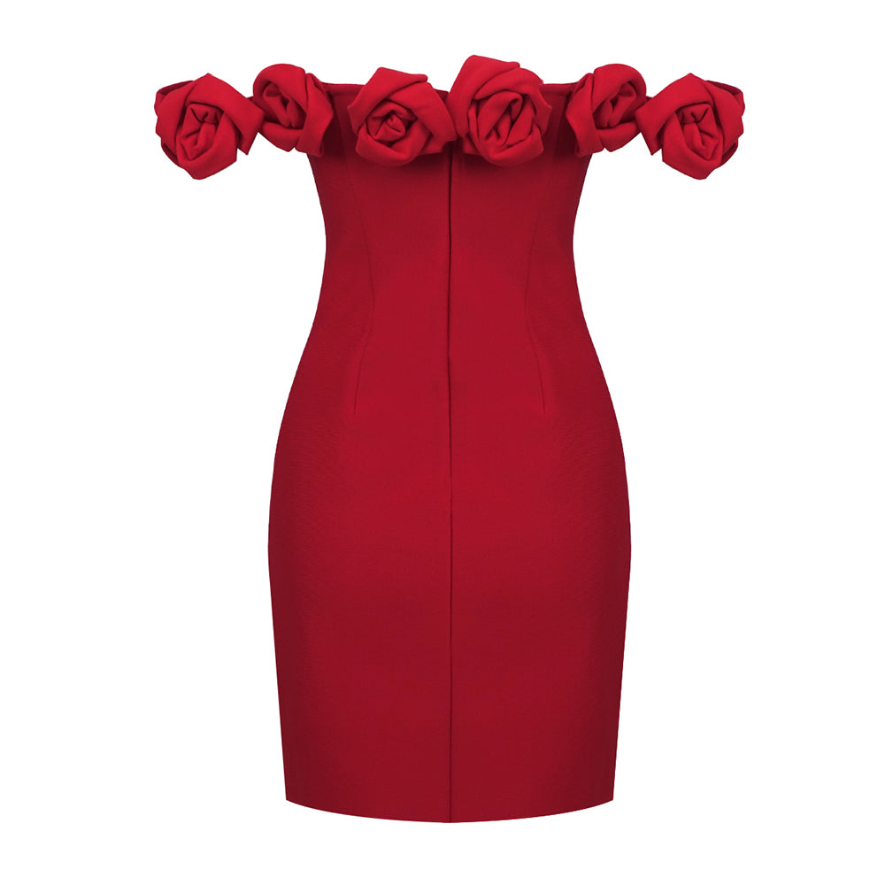 Rose Bardot Dress Red HV1153