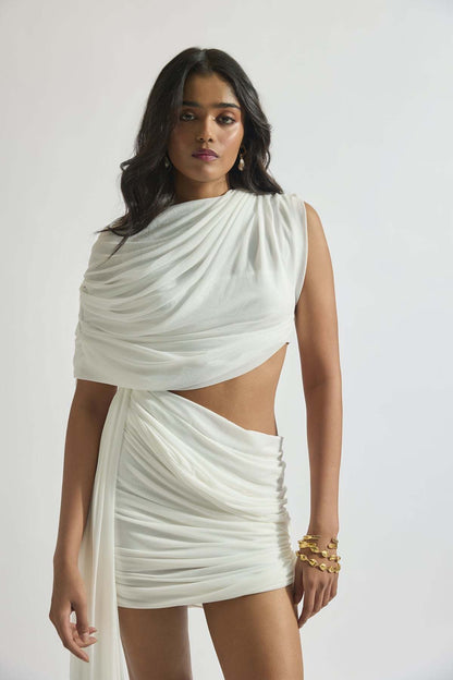 Draped Two Piece Dress White HV2722