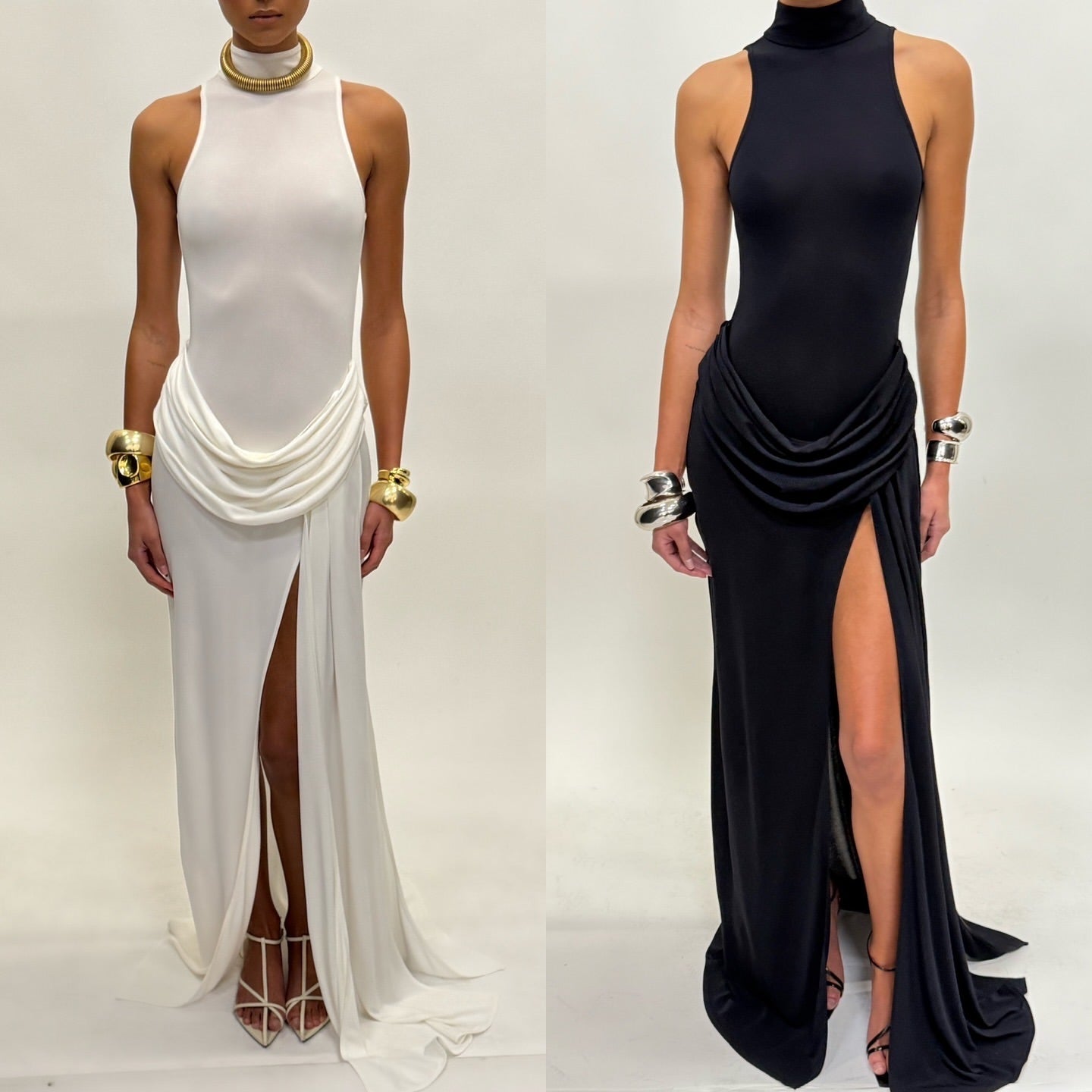 Draped Detail Maxi Dress White HV2650