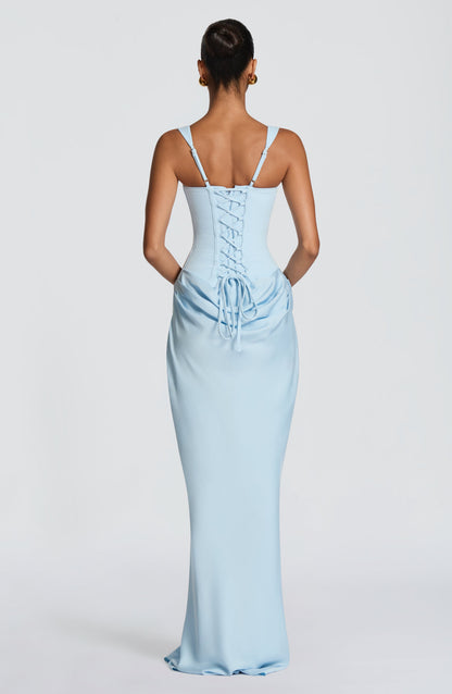 Draped Corset Maxi Dress Light Blue HV0071