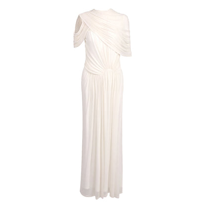 Draped Design Maxi Dress White HV0073