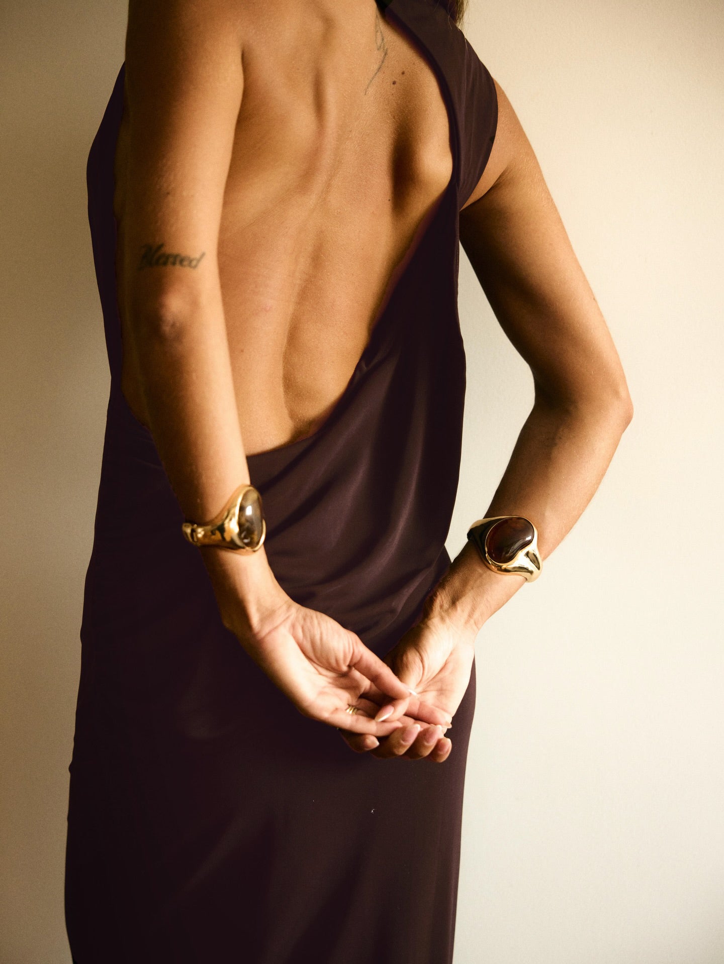 Draped Backless Maxi Dress HV0062