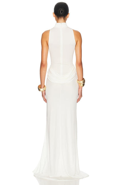 Draped Detail Maxi Dress White HV2650