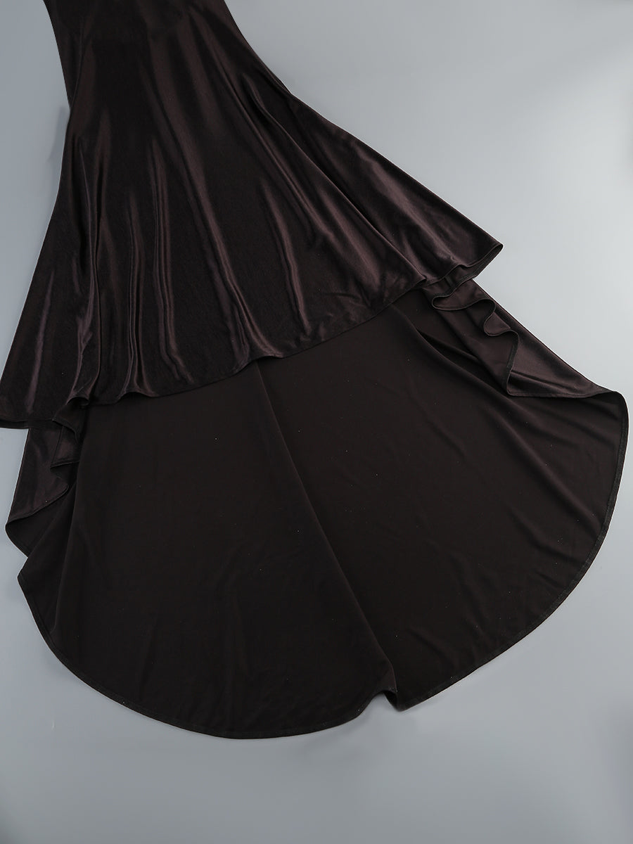 Long Sleeve Backless Maxi Dress Black HV2208