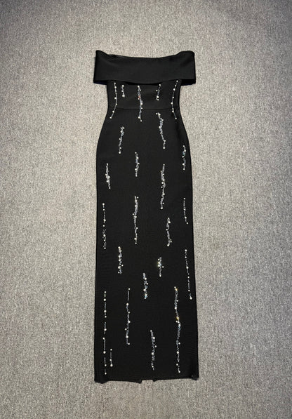 Bardot Crystal Maxi Dress Black HV2598