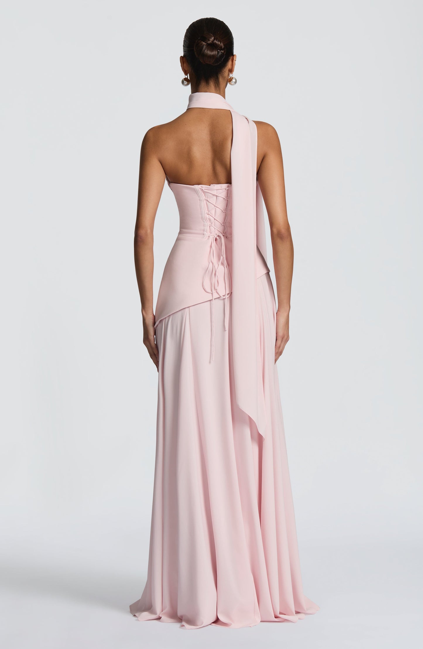Strapless Draped Corset A Line Maxi Dress HV3184