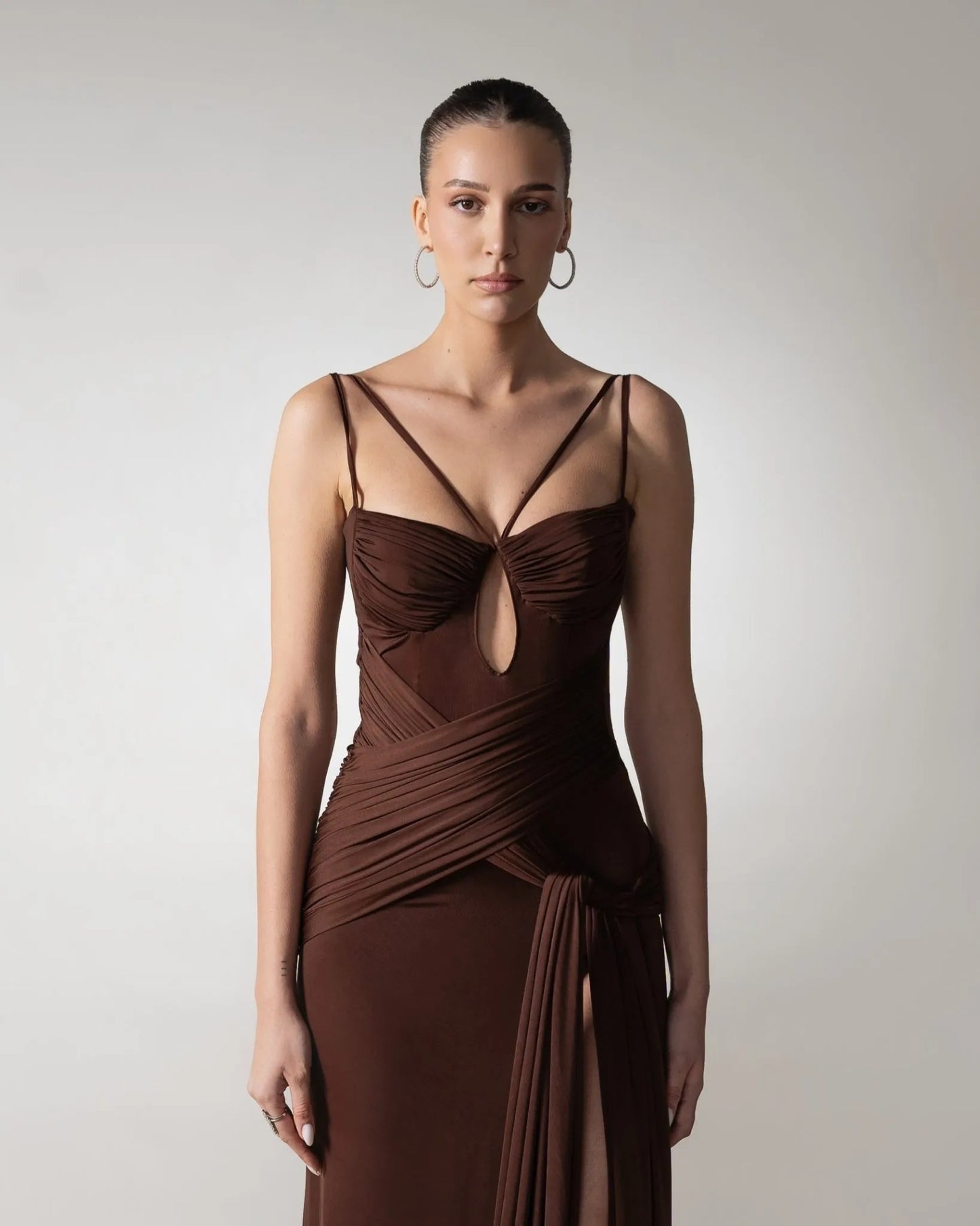 Draped Maxi Dress Brown HV2647