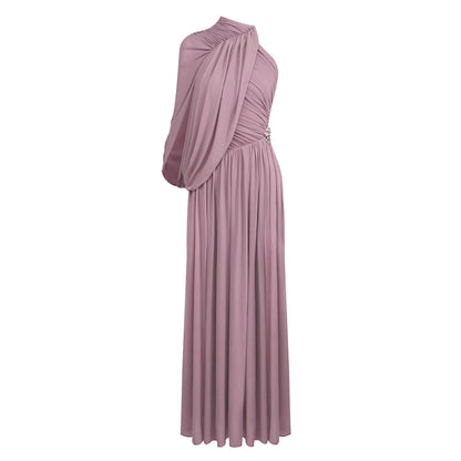 One Sleeve Draped A Line Maxi Dress Pink HV2683