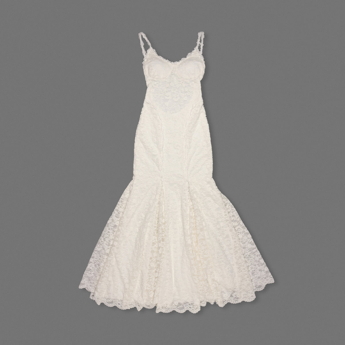 Strappy Lace Maxi Dress Ivory HV0161