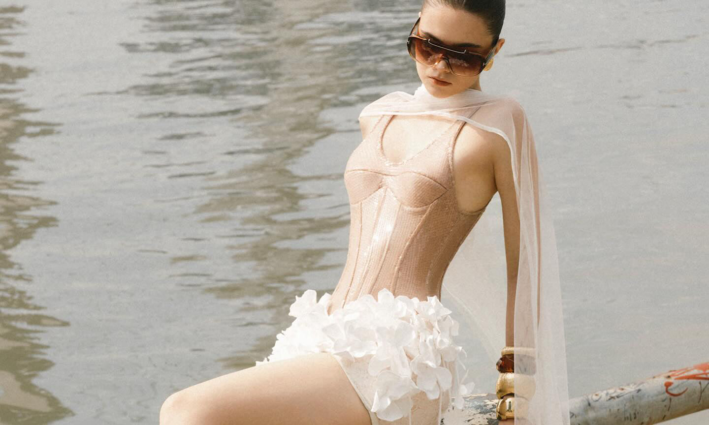 Sequin Petal Dress Gold White HV2947