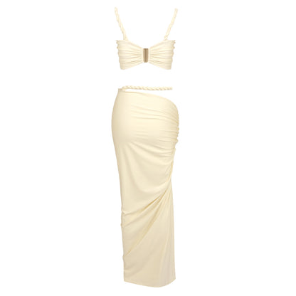 Braid Detail Two Piece Maxi Dress Yellow HV0098