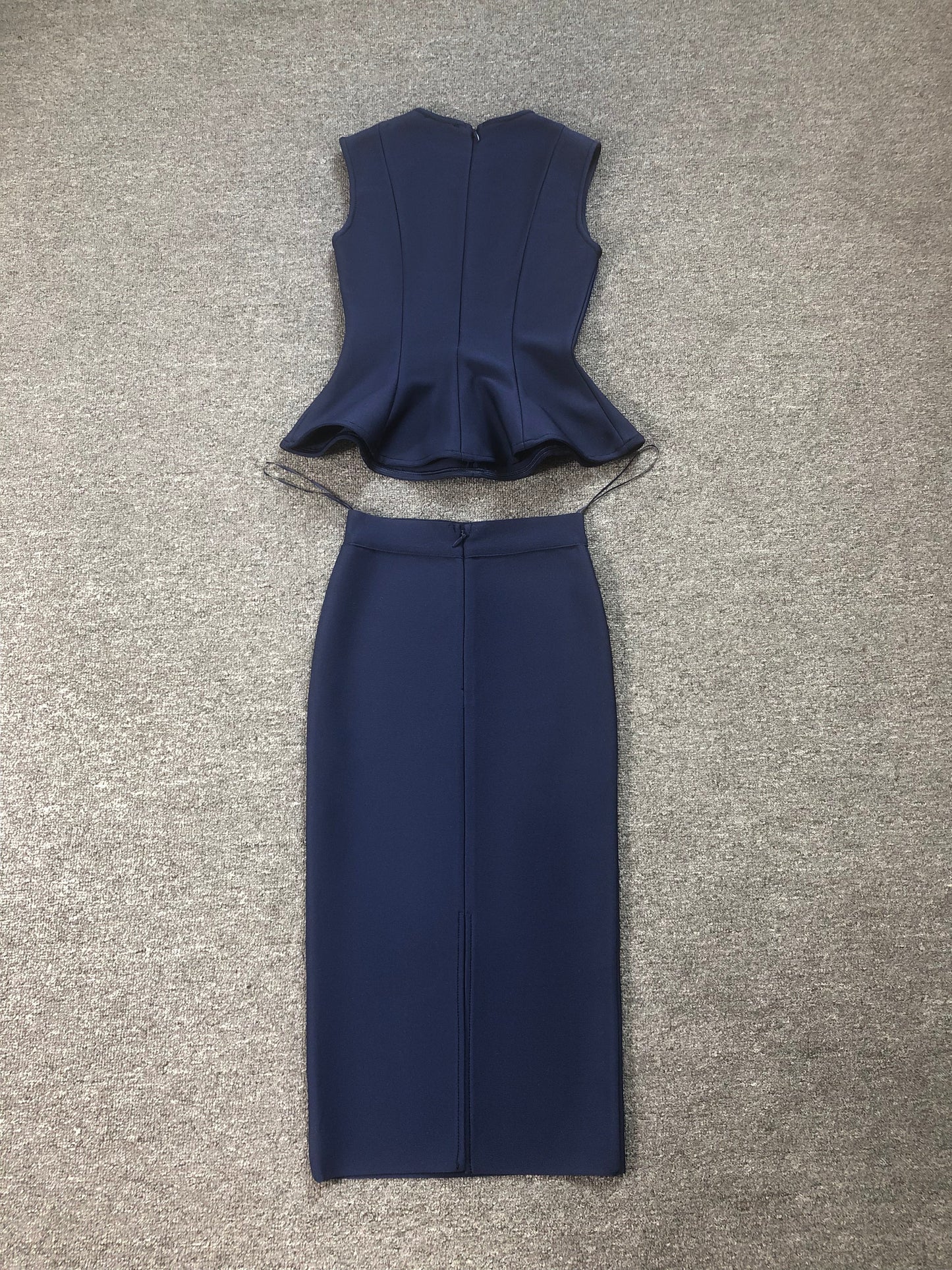 Peplum Midi Two Piece Dress Blue HV2870