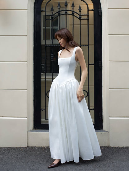 Structured A Line Maxi Dress White HV0162