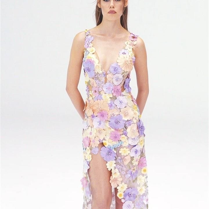 Floral Embroidered Maxi Dress Lavender HV2149
