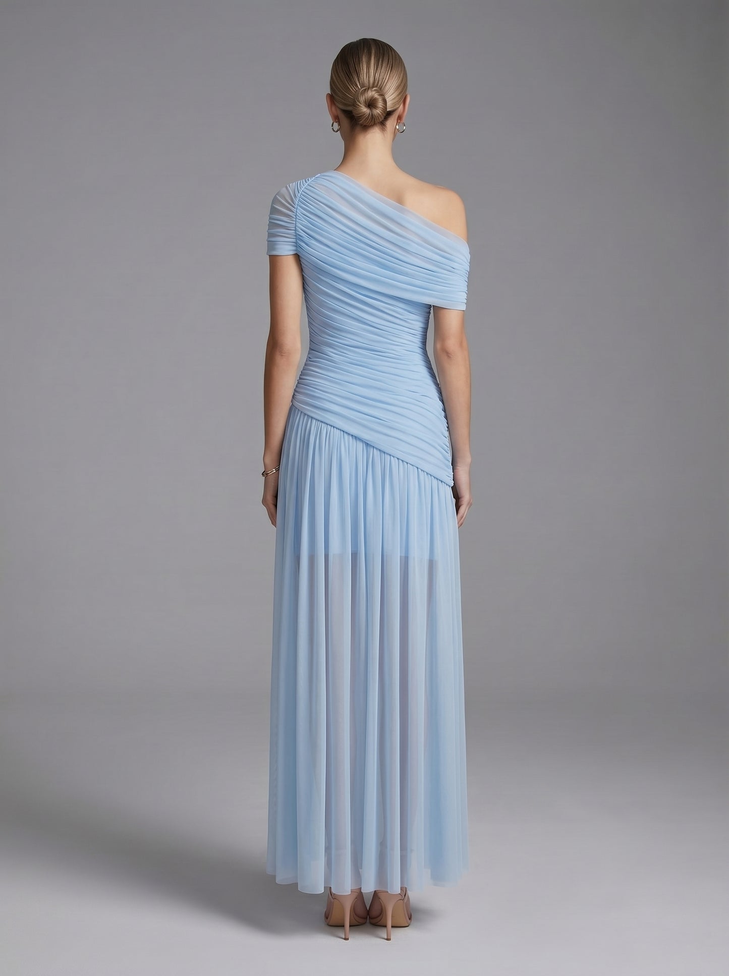 Draped One Shoulder Bardot Maxi Dress HV3135