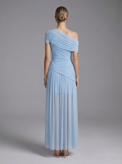 Draped One Shoulder Bardot Maxi Dress HV3135