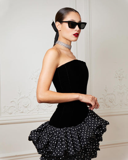 Strapless Bustier Polka Dot Bubble Dress HV3134