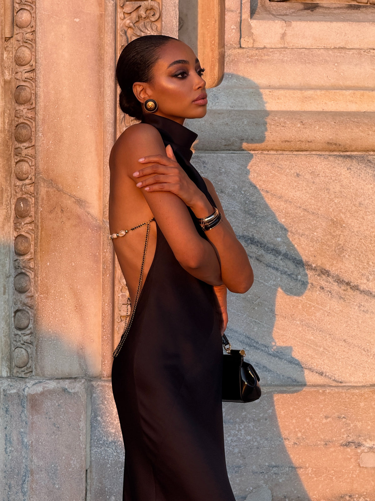 Halter Embellished Back Maxi Dress HV0179