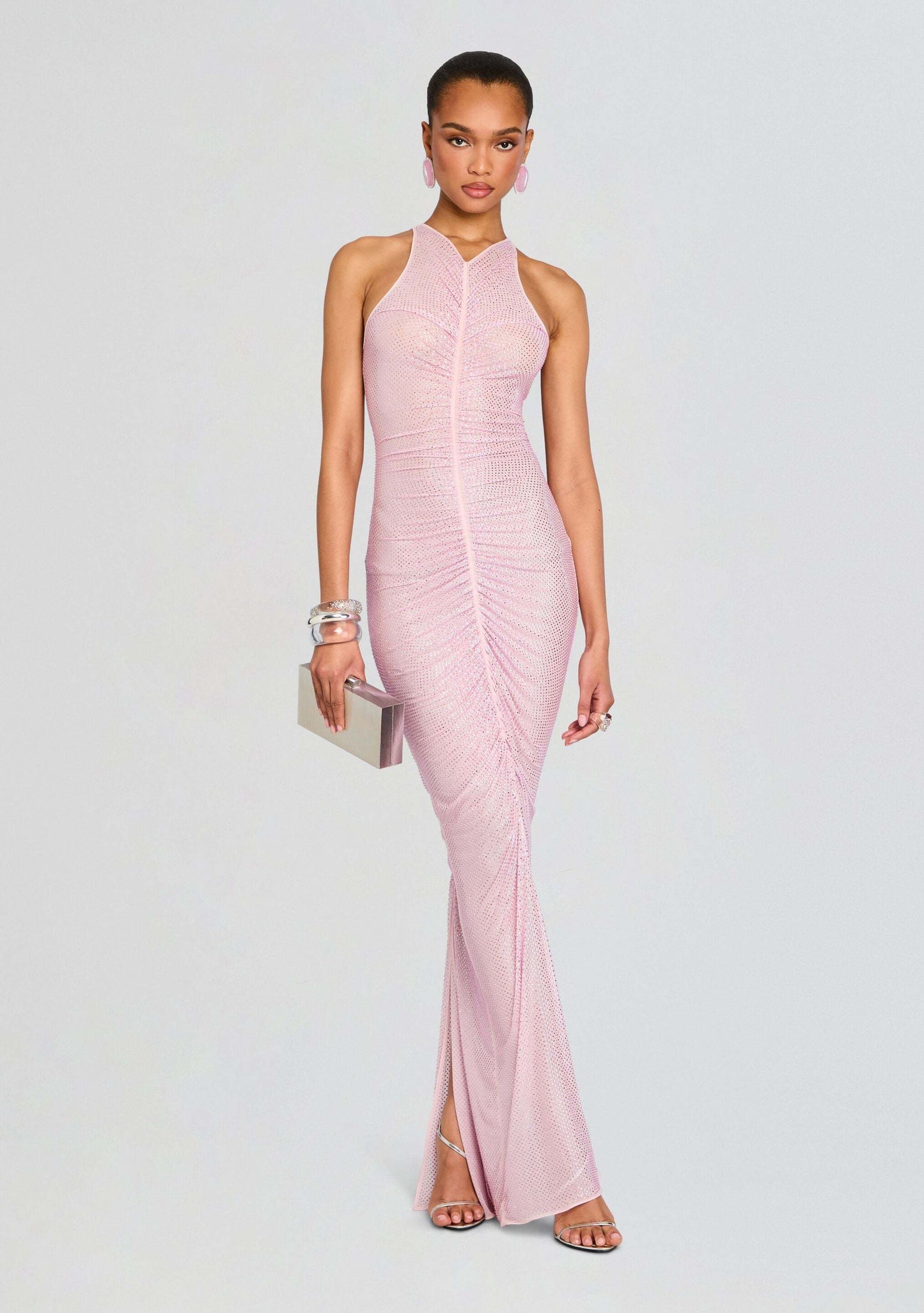 Embellished Ruched Maxi Dress Yellow HV2738