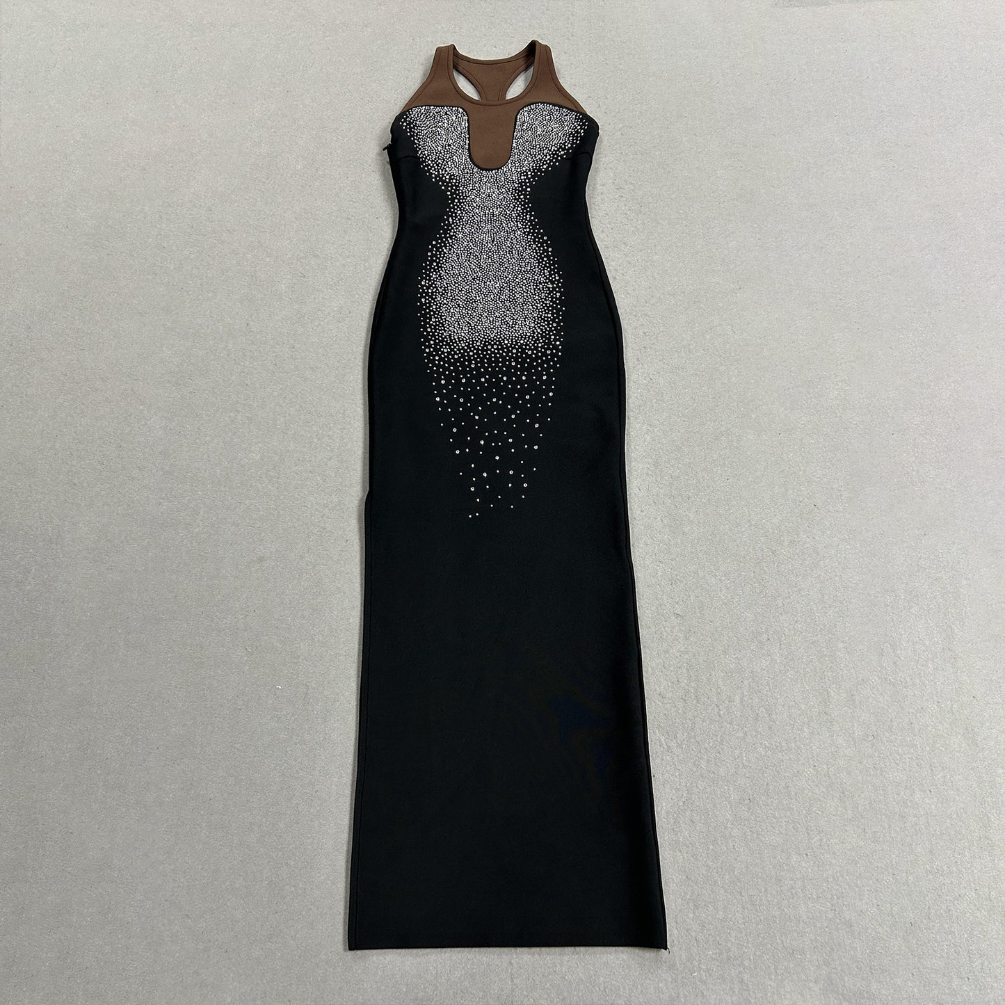 Crystal Mesh Insert Maxi Dress Black HV3128